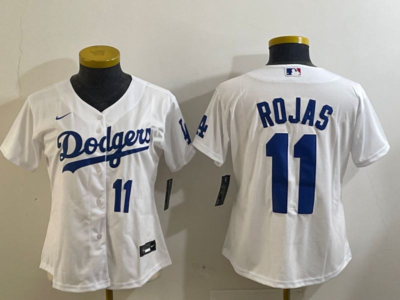 Women Los Angeles Dodgers #11 Rojas White Game 2024 Nike MLB Jersey style 4